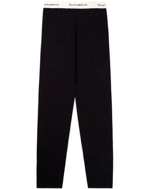 Sporty & Rich Serif-Logo Ribbed Leggings - Blue