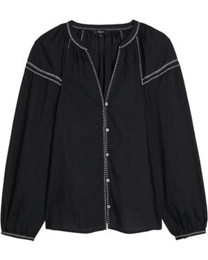Rails Vasia Whip-Stitch Woven Blouse - Black