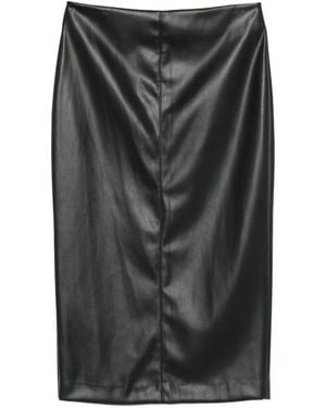 Nude Back-Slit Midi Skirt - Black