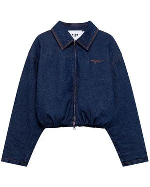 MSGM Jeansjacke Mit Stickerei - Blau