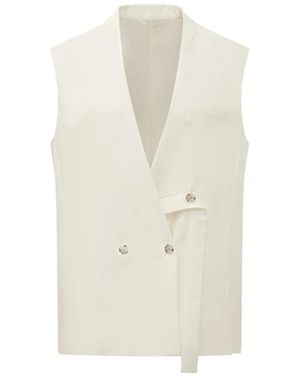 BOSS Double-Breasted Sleeveless Waistcoat - White