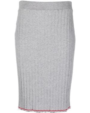 Thom Browne Ribbed-Knit Cashmere Pencil Skirt - Grey