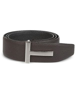 Tom Ford Ridge Buckle T Belt - Grey