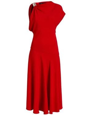 Proenza Schouler Draped One-Shoulder Midi Party Dress - Red