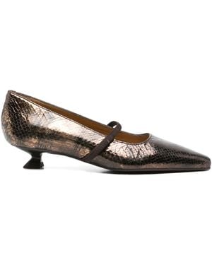 Pedro Miralles 30Mm Metallic-Leather Court Shoes - Brown