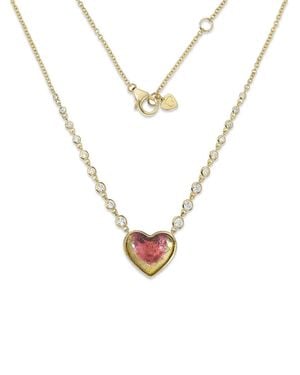 Eden Presley Heart-Motif Diamond And Tourmaline Necklace - White