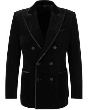 Tom Ford Double-Breasted Jacket With Satin Piping And - Schwarz