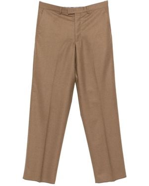 Emporio Armani Pressed-Crease Front-Fastening Trousers - Natural