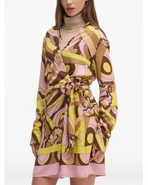 GAUDI Printed Tie Mini Dress - Brown