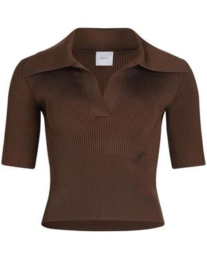 Patou Knitted Polo Top - Brown
