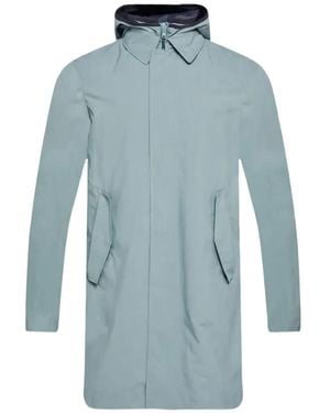 Herno Hooded Concealed-Fastening Coat - Blue