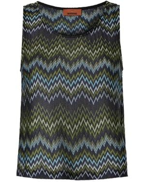 Missoni Sleeveless Viscose Top With Snake Motif - Green