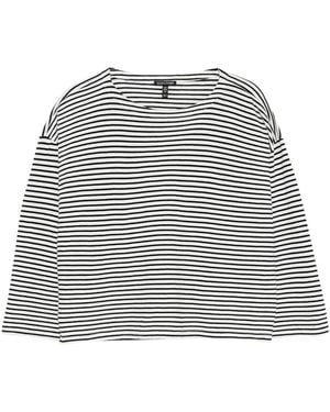 Eileen Fisher Camiseta de algodón a rayas - Blanco