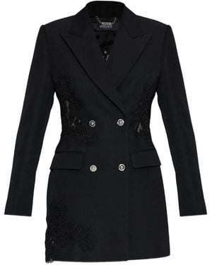 Versace Lace Double-Breasted Blazer - Black