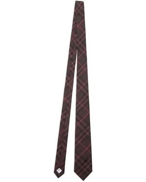 Burberry Checked Silk Tie - Red
