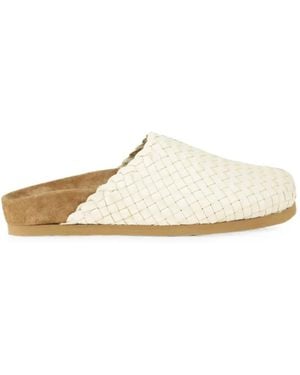 Dragon Diffusion Woven Leather Mules - White