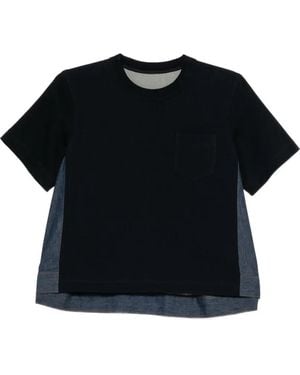 Sacai Denim X Cotton T-Shirt - Black