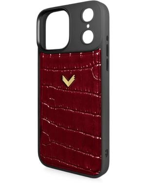 Velante Croc-Effect Leather Iphone 17 Pro Max Phone Case - Red
