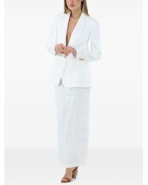Elisabetta Franchi Linen Blend Gabardine Blazer - White