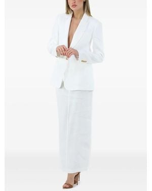 Elisabetta Franchi Linen Blend Gabardine Blazer - White