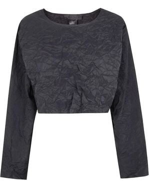 Maria Calderara Crinkled Crop Top - Black