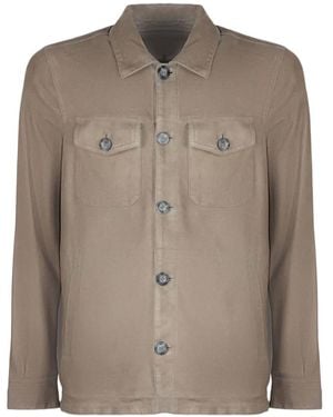 Volfagli Urano Button-Front Suede Shirt Jacket - Brown