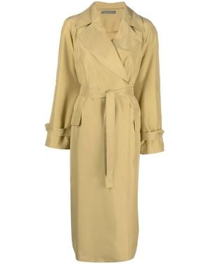 Alberta Ferretti Wrap-Over Silk Trench Coat - Yellow