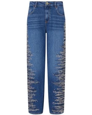 Liu Jo Straight Jeans With Jewel Embroidery - Blue