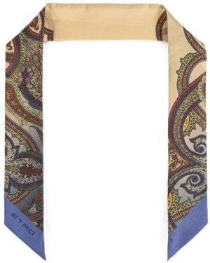 Etro Paisley-Print Silk Scarf - White
