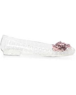 HEAVENLY JELLY Bead-Embellished Flat Court Shoes - White