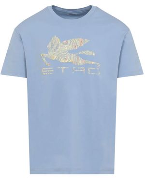 Etro T-Shirt mit Pegaso-Motiv - Blau