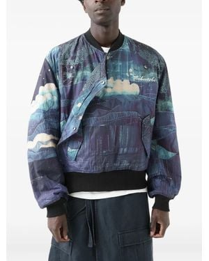 Maharishi 6227 Boro Crane Monk Ma1 Printed Bomber Jacket - Blue