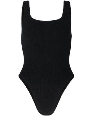 Hunza G Square Neck One-piece Swimsuit With Deep Back Neckline - Black