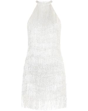 MATTERS STORE Elsa Fringed-Hem Halter-Neck Mini Dress - White