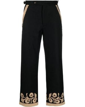 Bode Embroidered-Hem Detail Trousers - Black