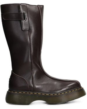 Dr. Martens Buzz Hi Gloss Buckle-Detail Knee-High Boots - Black