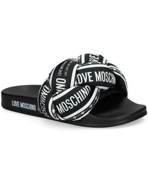 Love Moschino Braided Logo-Print Sandals - Black