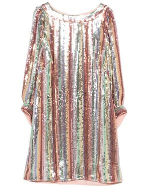 RIXO London Laurie Striped Sequinned Mini Dress - White