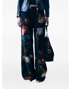 R13 Double-Pleat Flared Pants - Blue