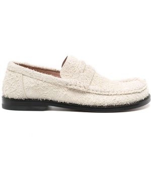 Loewe Campo Brushed Suede Penny Loafers - White