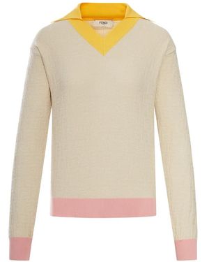 Fendi Pullover Mit V-Ausschnitt - Weiß