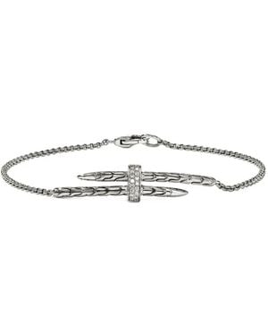 John Hardy Sterling Spear Station Diamond Bracelet - White