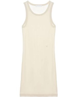 Helmut Lang Elfenbeinweißes Ärmelloses Geripptes Kleid - Natur