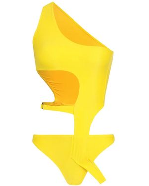 Amir Slama One-Shoulder Cut-Out Swimsuit - Yellow