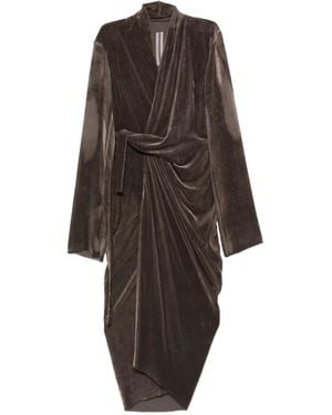 Rick Owens Draped Wrap Midi Dress - Brown