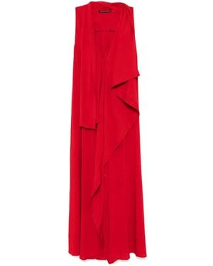 Yohji Yamamoto Vestido Ry Lawn largo drapeado - Rojo