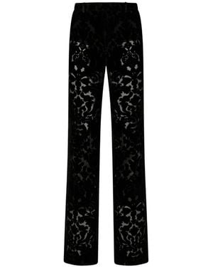 Gucci Floral Devoré Velour Trousers - Black