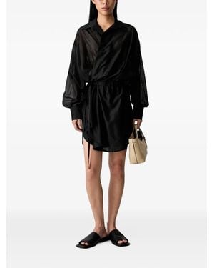 ViCOLO Sheer Wrap-Style Mini Dress - Black