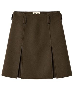 Miu Miu Minifalda Double De Cachemira Y Lana - Verde