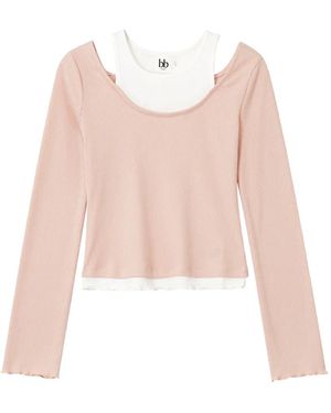 B+ AB Layered-Effect Long-Sleeve T-Shirt - Pink